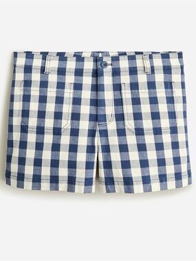 J. Crew Blue and White Gingham High-Waist Women's Shorts